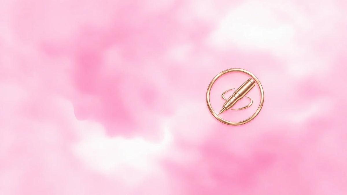 Emblema de Máquinas rotativas sobre fondo rosa.