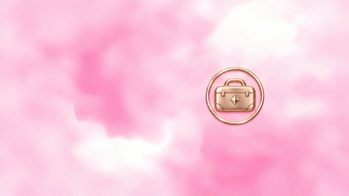 Emblema de Paquetes sobre fondo rosa.