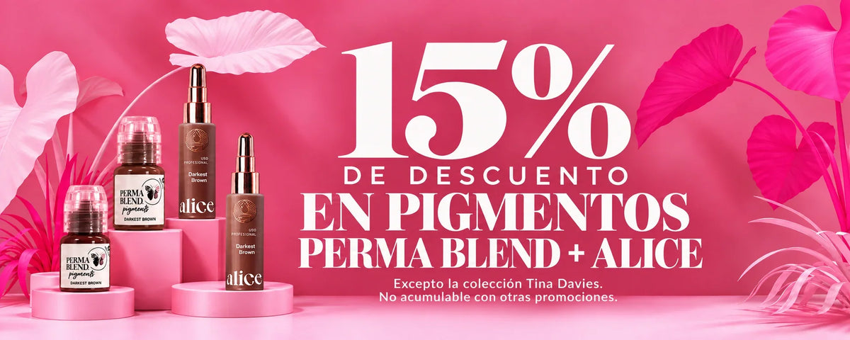 15% de descuento en pigmentos Perma Blend y Alice. Excepto la colección Tina Davies. No acumulable con otras promociones.